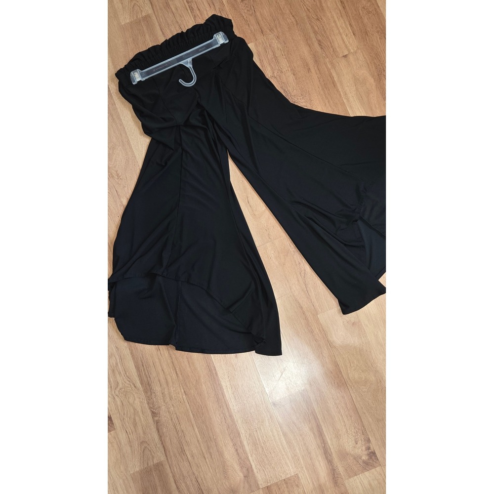 Crazy Train Black Wide Leg Palazzo Pants High Low Tulip Hem Boho Western Large